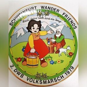 Kahla Heidi Commerative Plate Schweinfurt Germany Volksmarch 1979 Pre-owned